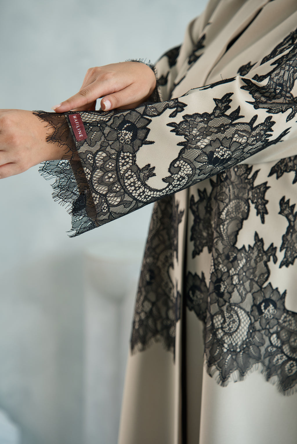 W03 | DESIGNER ABAYA WITH BLACK DANTEL